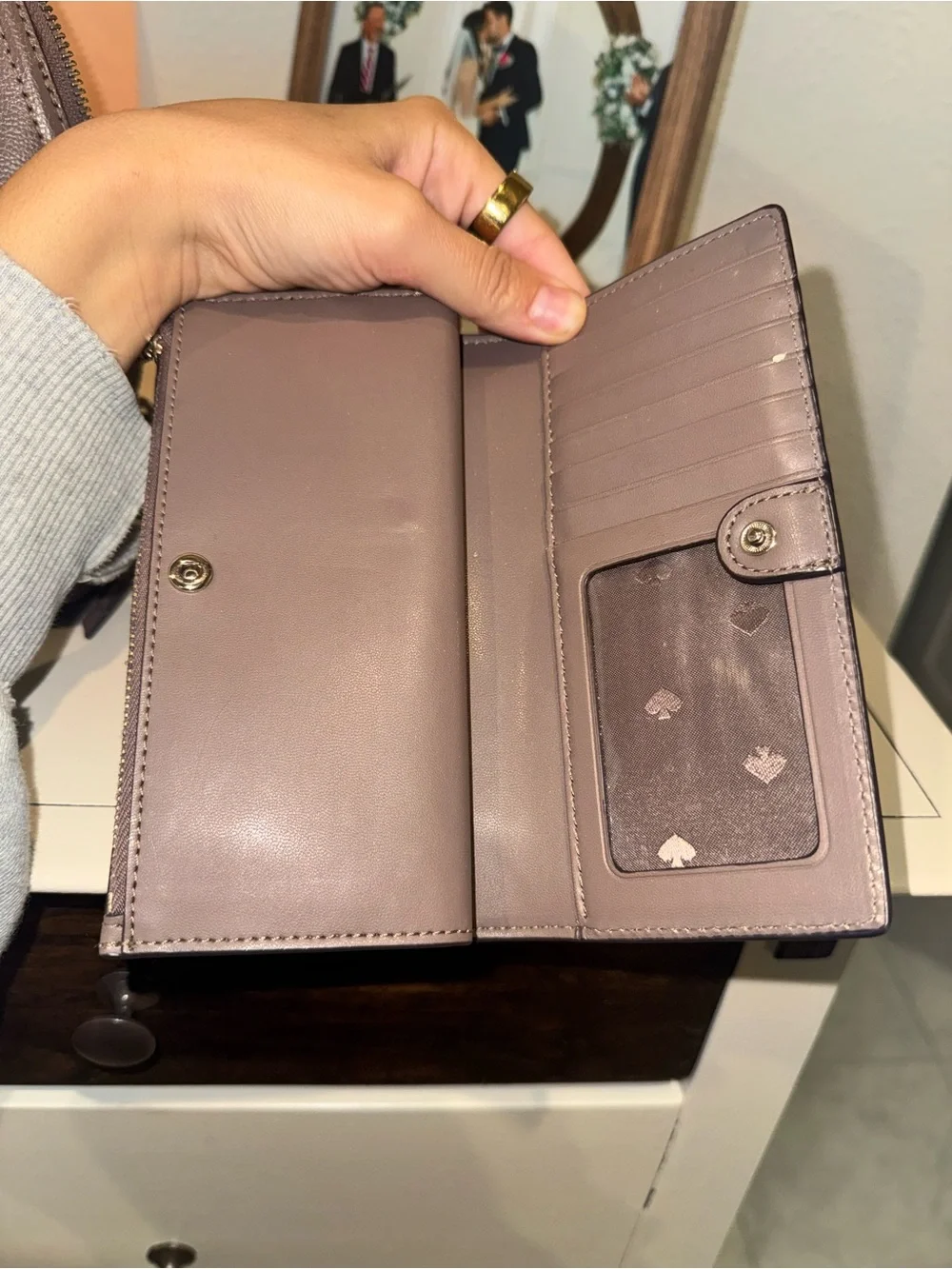 Kate Spade Pebbled Leather Dome Purse with Wallet - Mauve Taupe